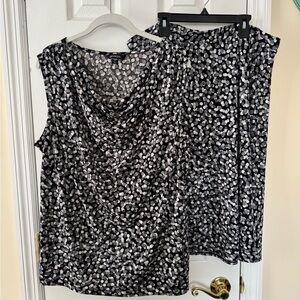 George skirt and  Blouse set in Classic Black white and gray dots size 20